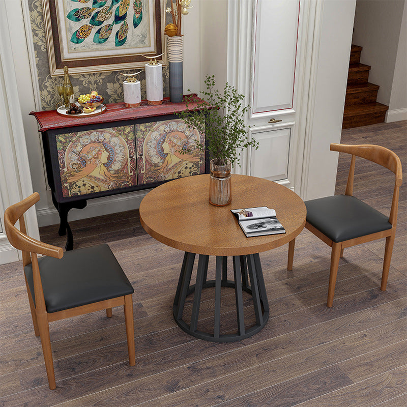 Modern Solid Wood Dining Table Metal Dining Site Table for Home Use