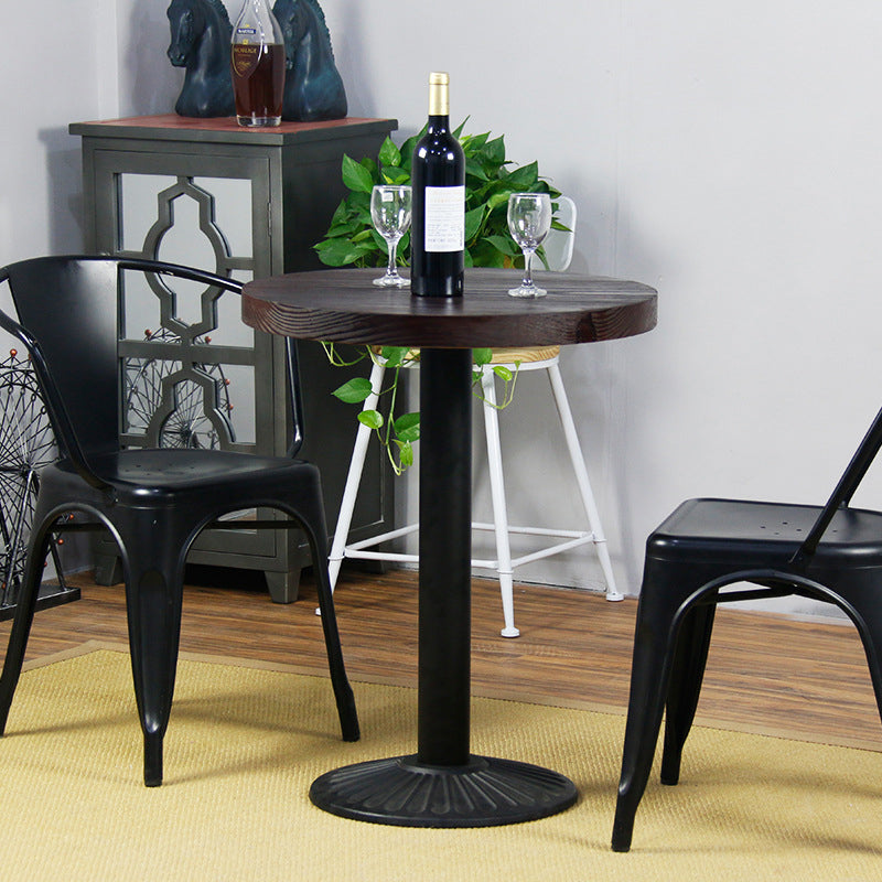 Modern Solid Wood Dining Table Metal Pedestal Base Dining Table for Home Use