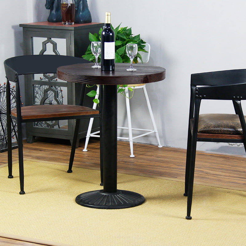 Modern Solid Wood Dining Table Metal Pedestal Base Dining Table for Home Use