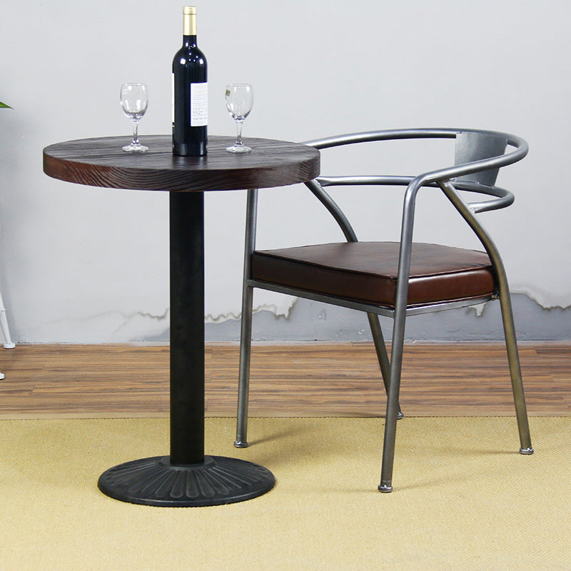 Modern Solid Wood Dining Table Metal Pedestal Base Dining Table for Home Use