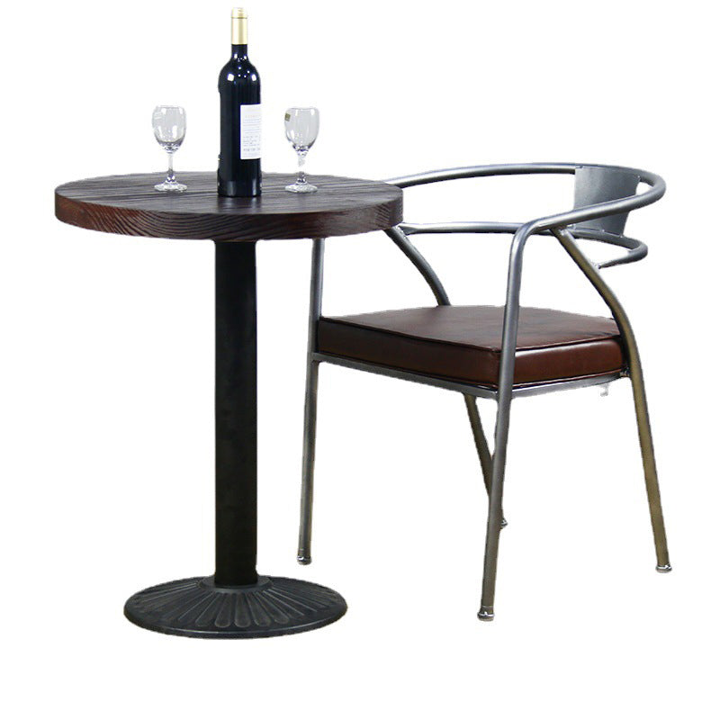 Modern Solid Wood Dining Table Metal Pedestal Base Dining Table for Home Use