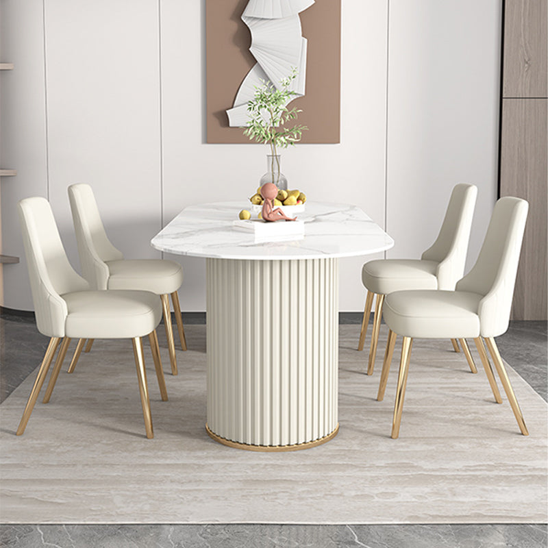 White Base Dining Room Table Modern Style Stone Table for Kitchen