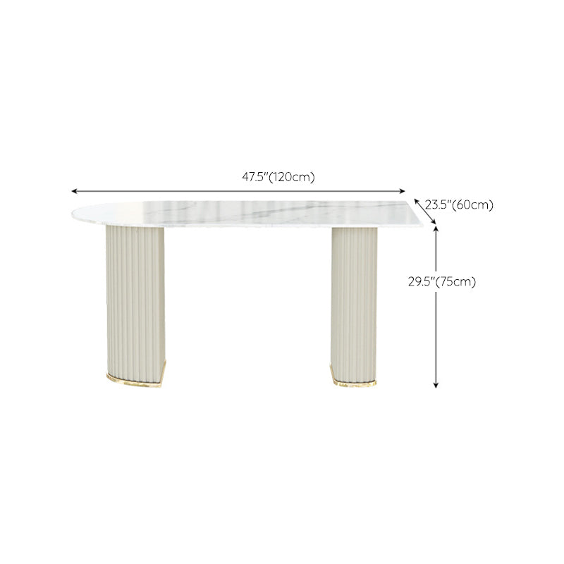White Base Dining Room Table Modern Style Stone Table for Kitchen
