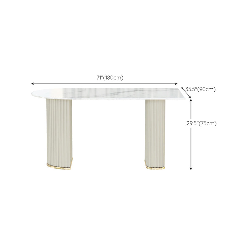 White Base Dining Room Table Modern Style Stone Table for Kitchen