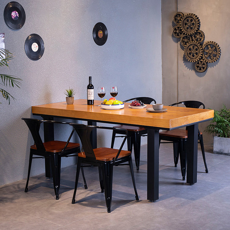Rectangle 4 Legs Dining Table Industrial Wood Table for Kitchen