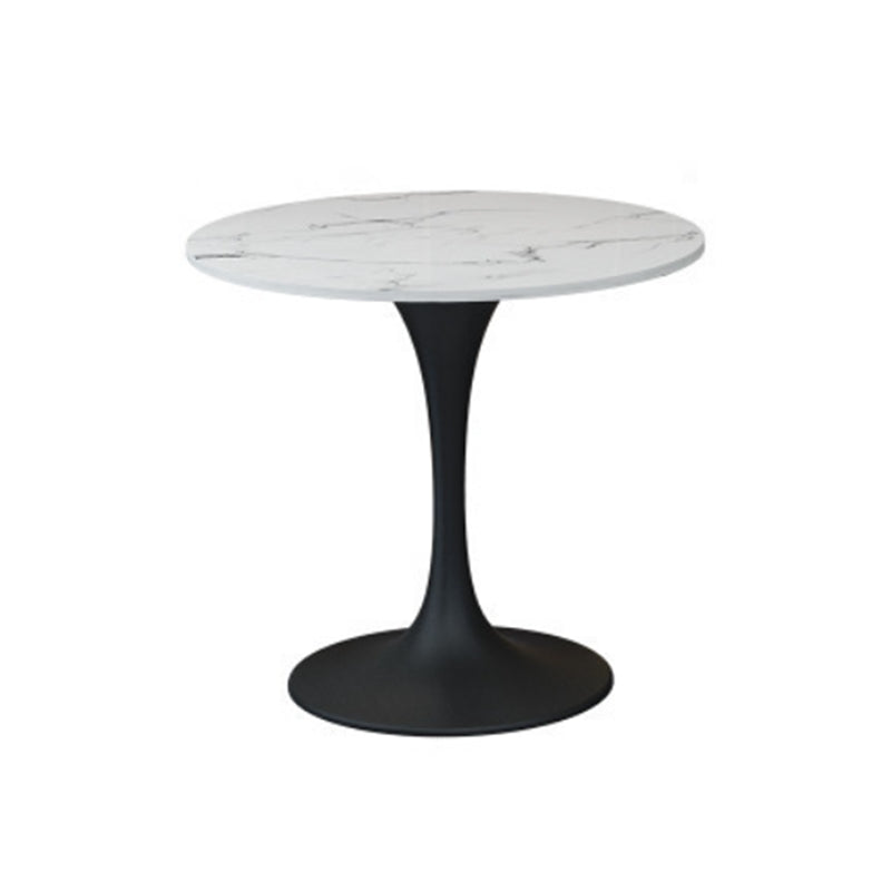 Round Black Base Dining Table Modern Stone Table for Kitchen