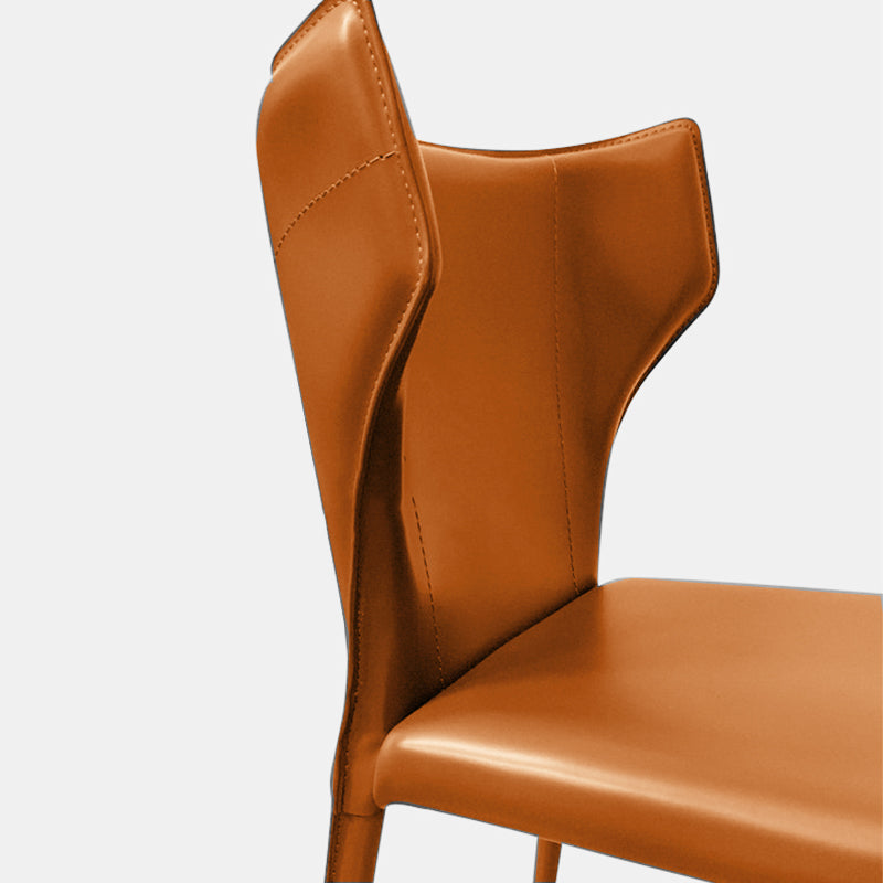 Faux Leather Kitchen Armless Chair Wingback Side Chair in Orange