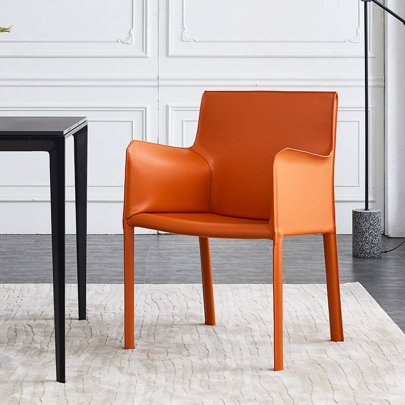 Modern Upholstered Dining Arm Chair Faux Leather Dining Chairs for Home