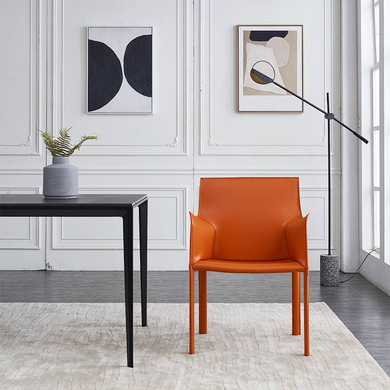 Modern Upholstered Dining Arm Chair Faux Leather Dining Chairs for Home