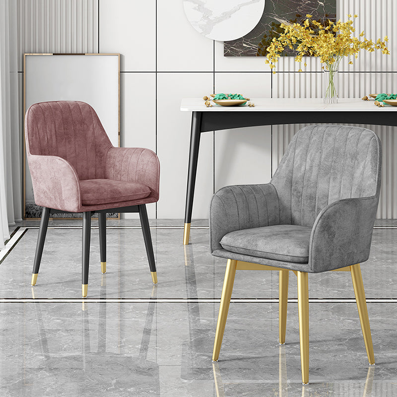 Glam Upholstered Arm Chair Velvet Parsons Dining Chair for Dining Room