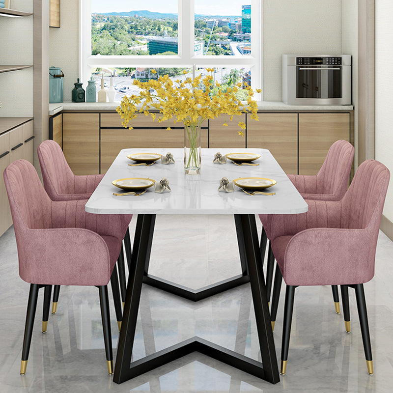 Glam Upholstered Arm Chair Velvet Parsons Dining Chair for Dining Room