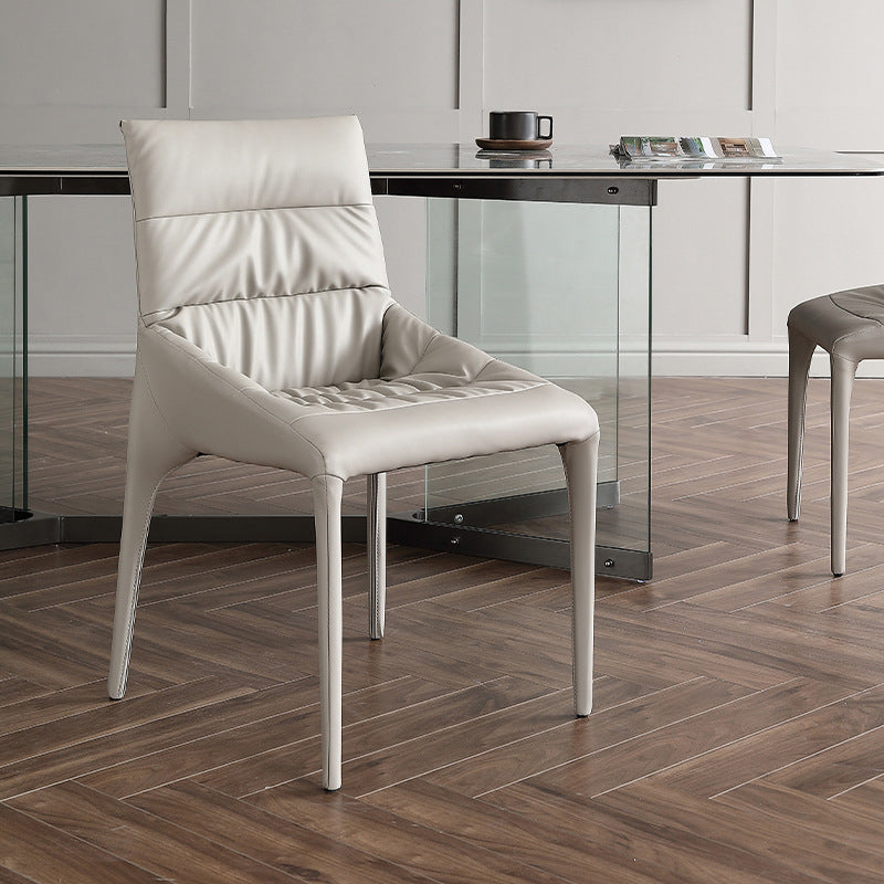 White Upholstered Dining Chair Contemporary Kitchen Dining Armless Chair