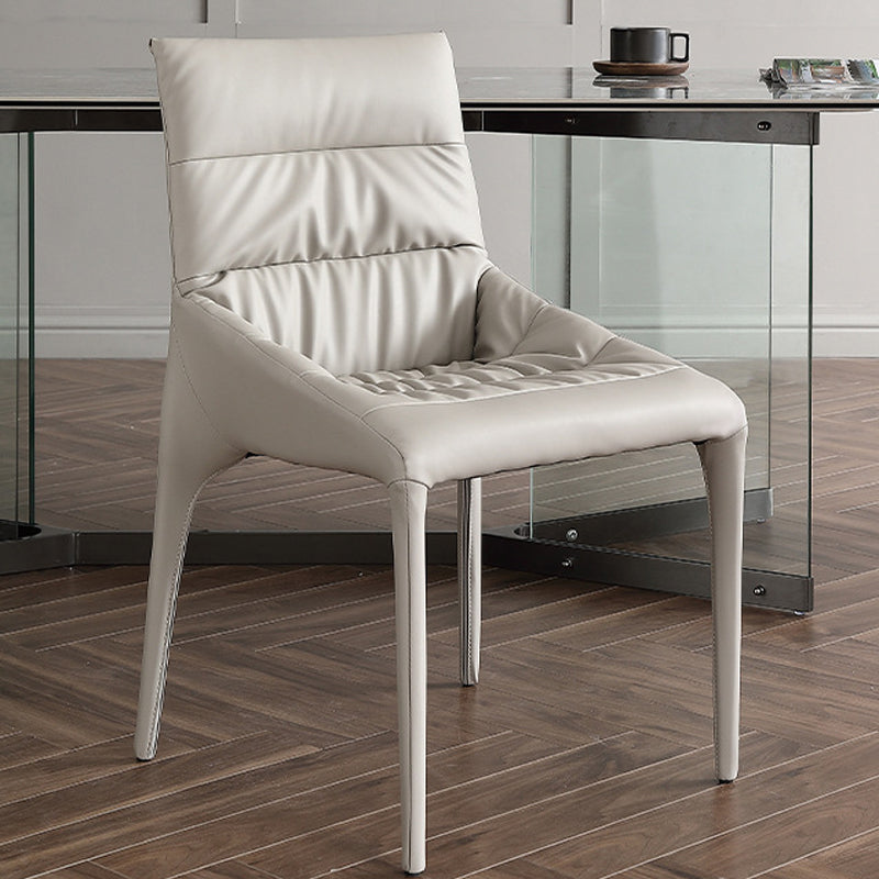 White Upholstered Dining Chair Contemporary Kitchen Dining Armless Chair