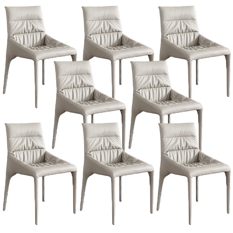 White Upholstered Dining Chair Contemporary Kitchen Dining Armless Chair