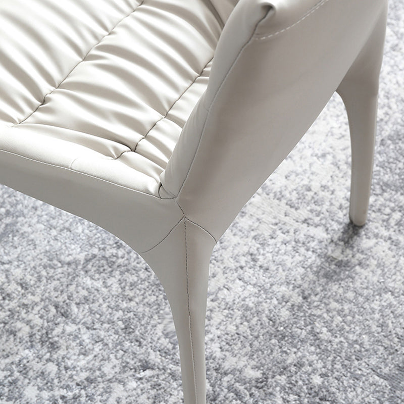 White Upholstered Dining Chair Contemporary Kitchen Dining Armless Chair