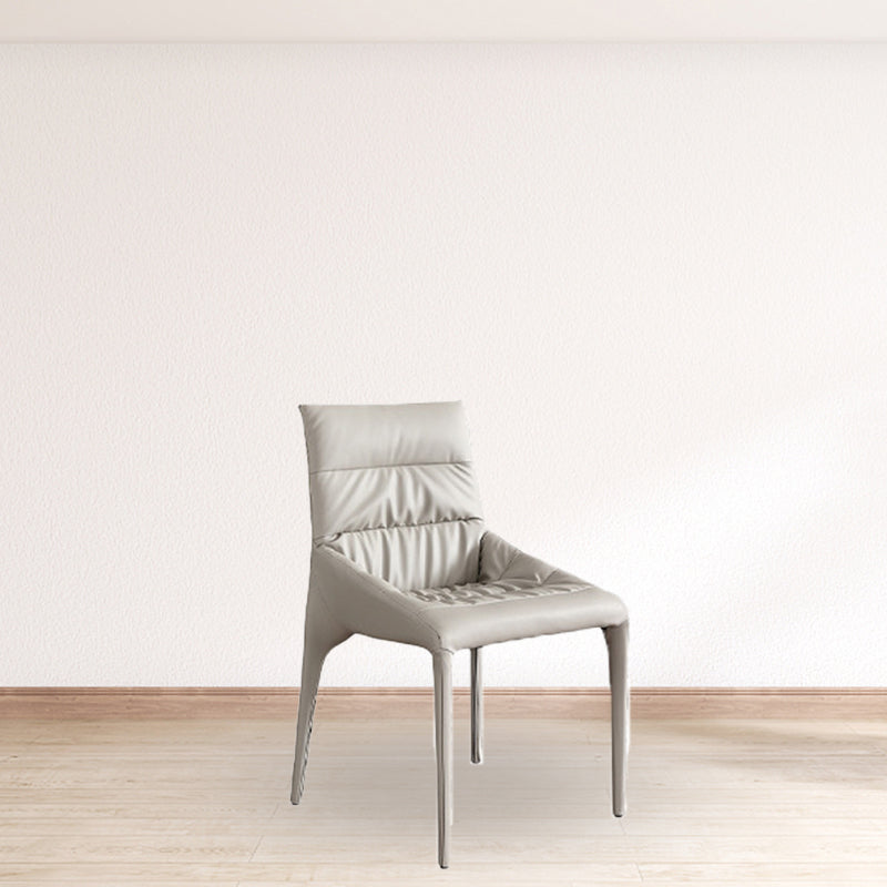 White Upholstered Dining Chair Contemporary Kitchen Dining Armless Chair