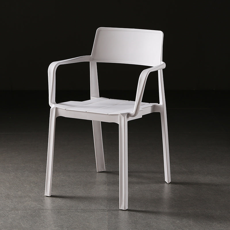 Stacking Plastic Arm Chair Glam Open Back Dining Arm Chair for Dining Room