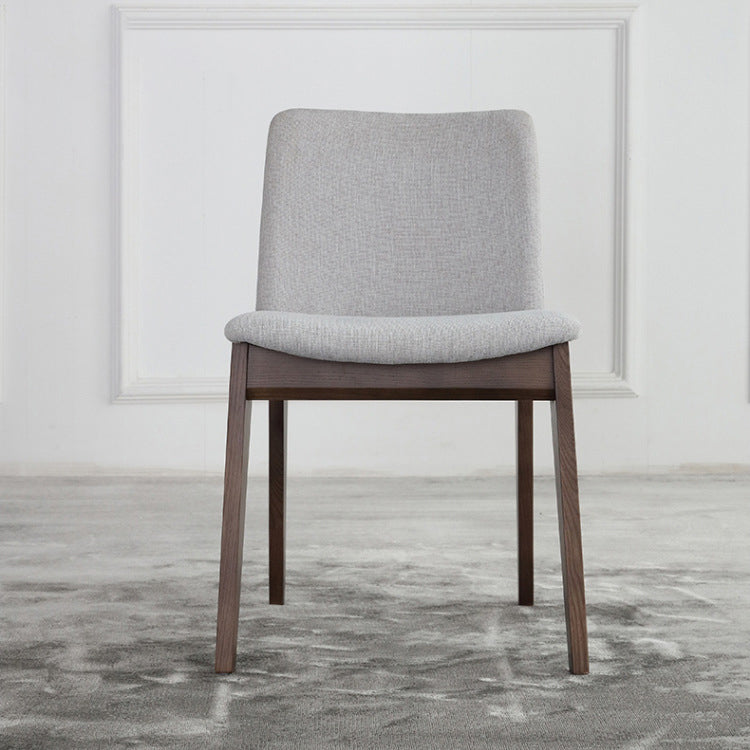 White Upholstered Dining Chairs Kitchen Dining Armless Chair with Wood Legs