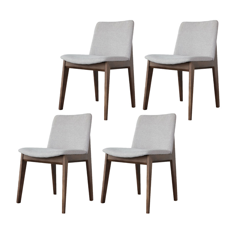 White Upholstered Dining Chairs Kitchen Dining Armless Chair with Wood Legs