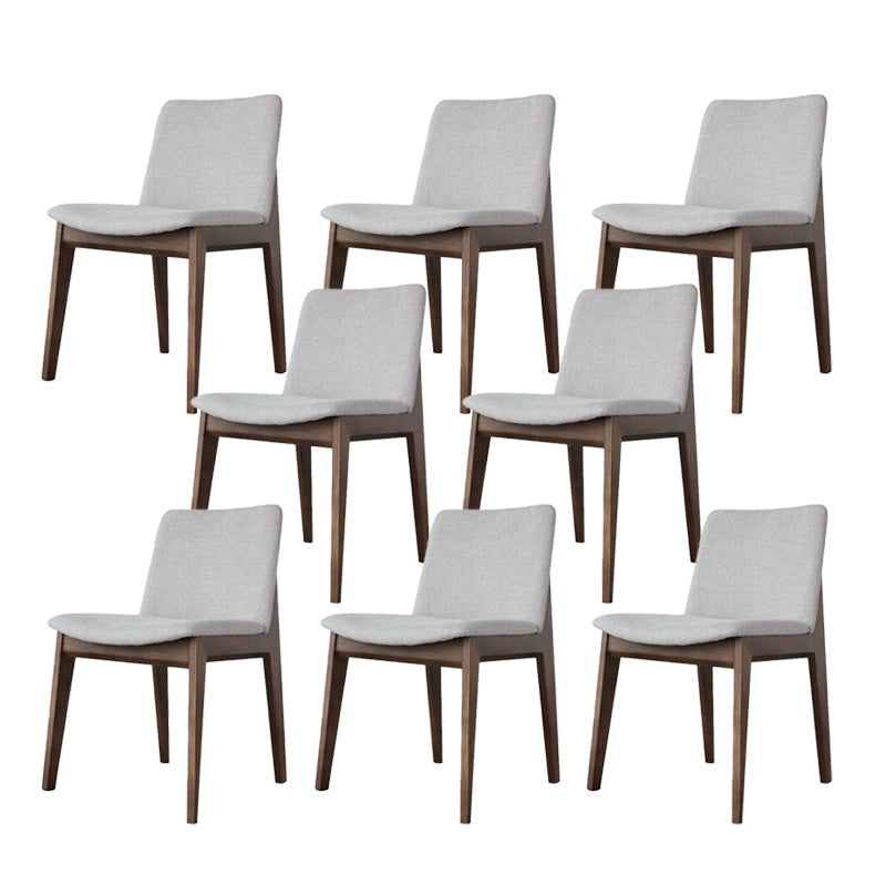 White Upholstered Dining Chairs Kitchen Dining Armless Chair with Wood Legs