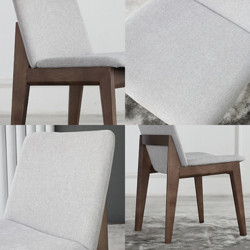 White Upholstered Dining Chairs Kitchen Dining Armless Chair with Wood Legs