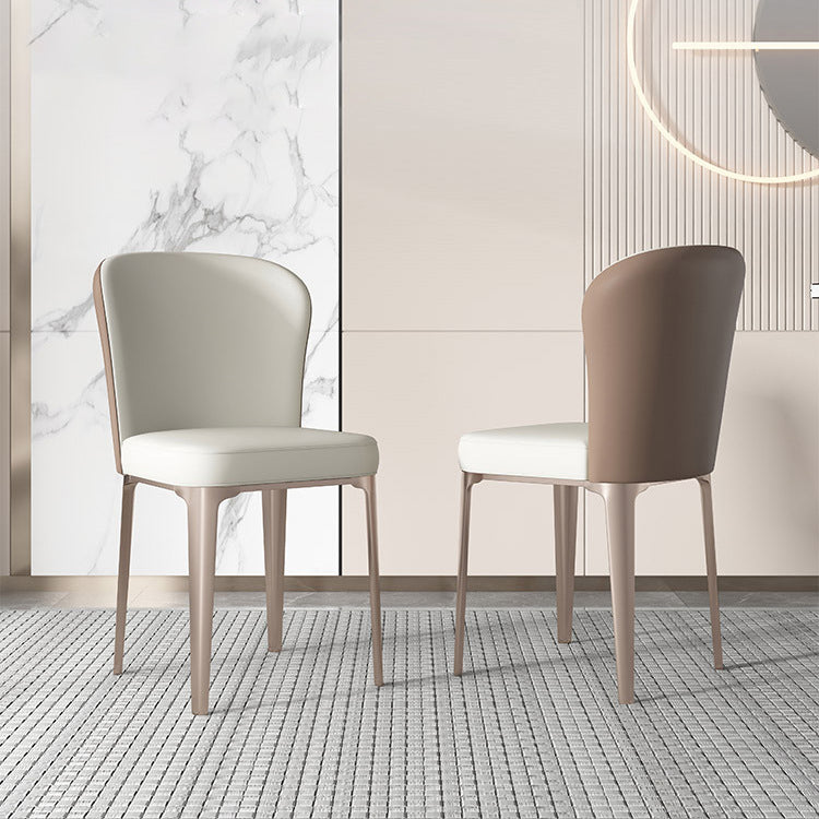 Contemporary Upholstered Dining Chairs Kitchen Dining Armless Chair in White