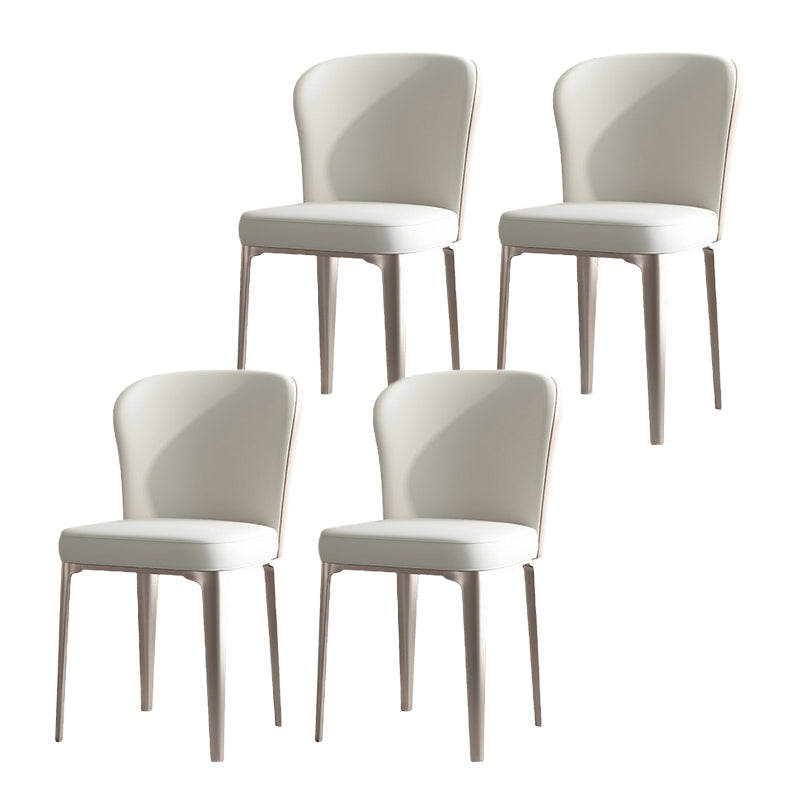Contemporary Upholstered Dining Chairs Kitchen Dining Armless Chair in White