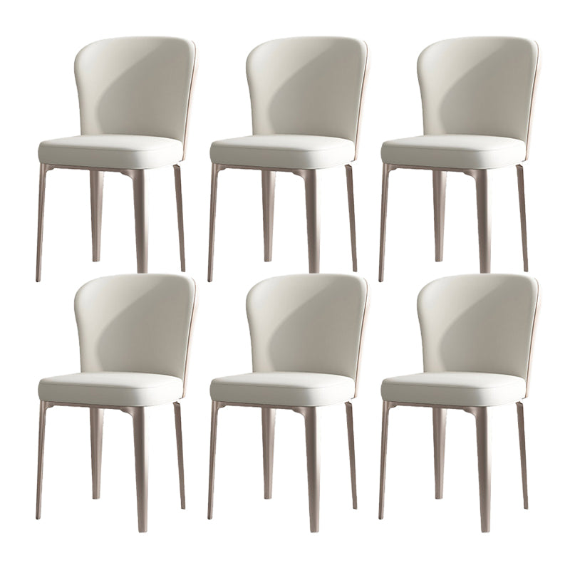 Contemporary Upholstered Dining Chairs Kitchen Dining Armless Chair in White