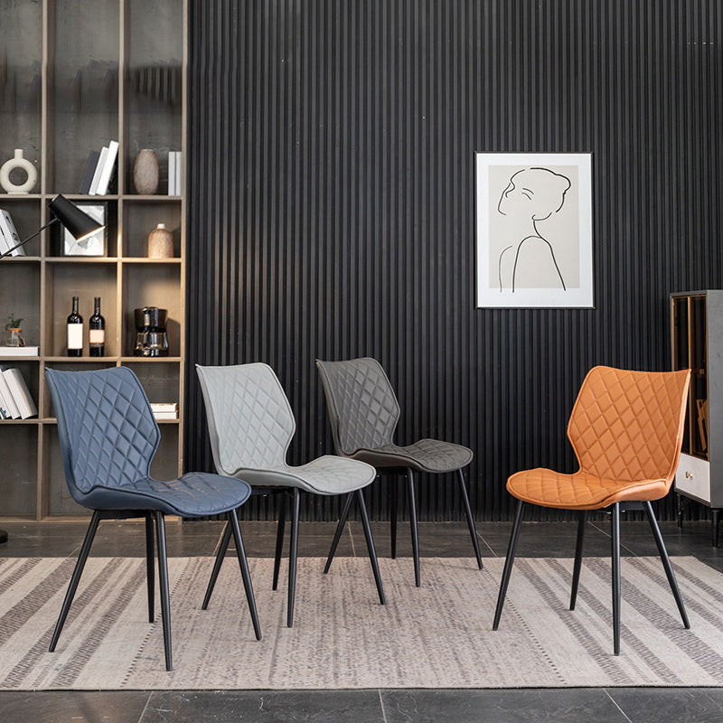 Upholstered Dining Chairs Wingback Side Chair with Metal Legs