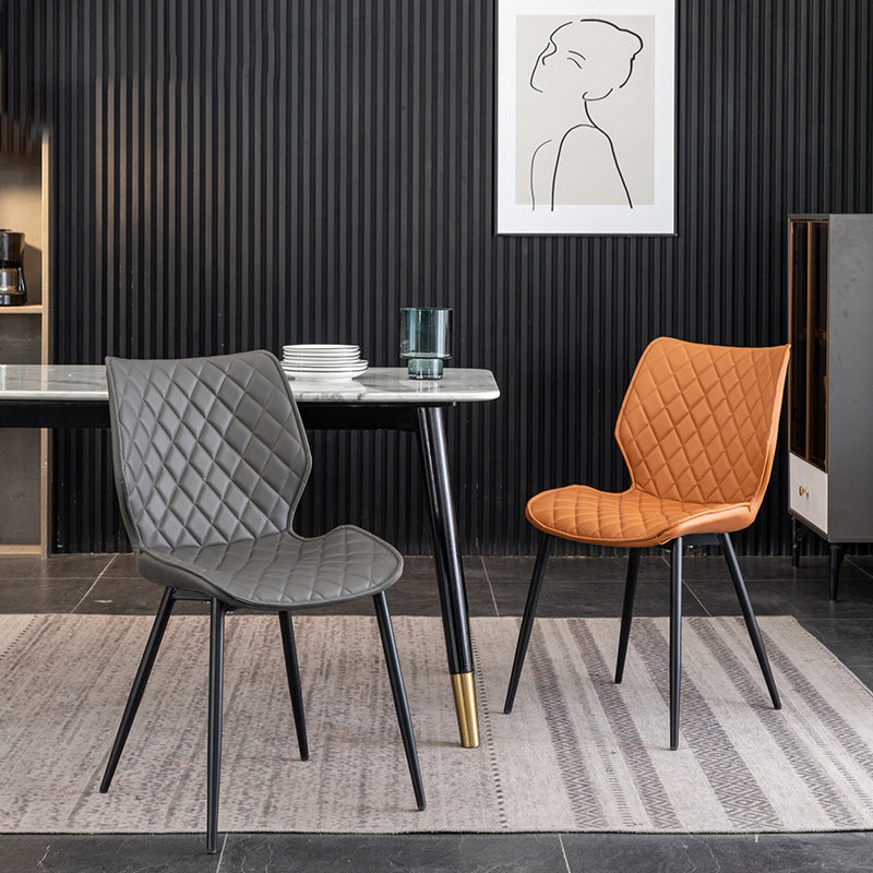 Upholstered Dining Chairs Wingback Side Chair with Metal Legs