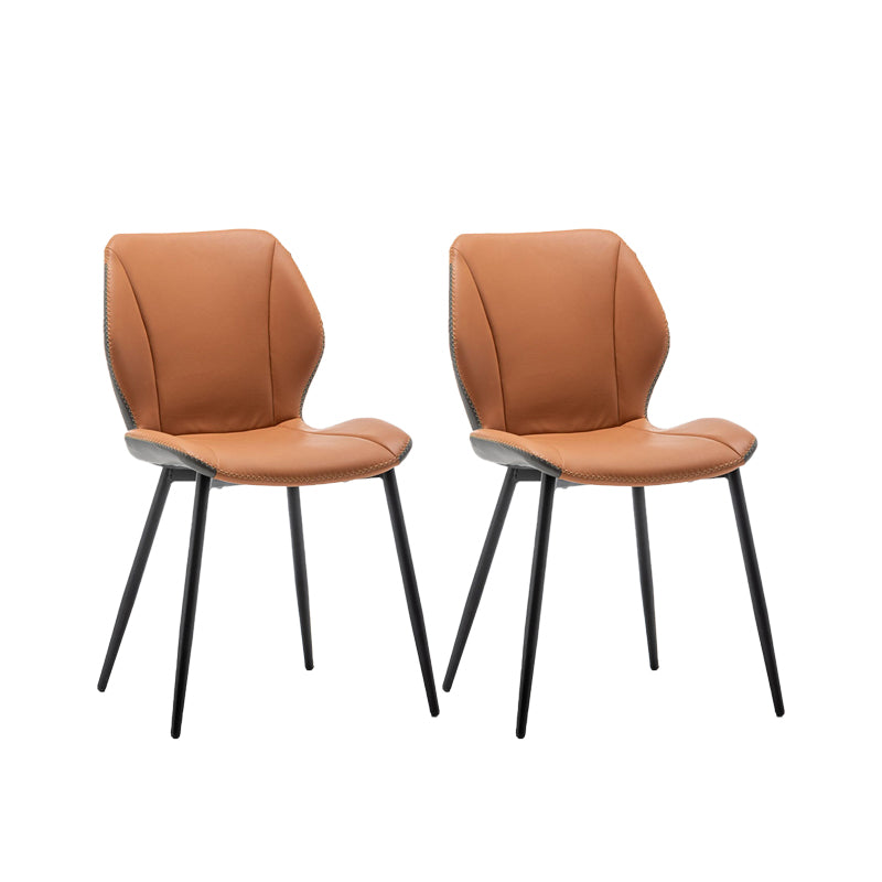 Contemporary Upholstered Dining Chairs Wingback Side Chair with Metal Legs