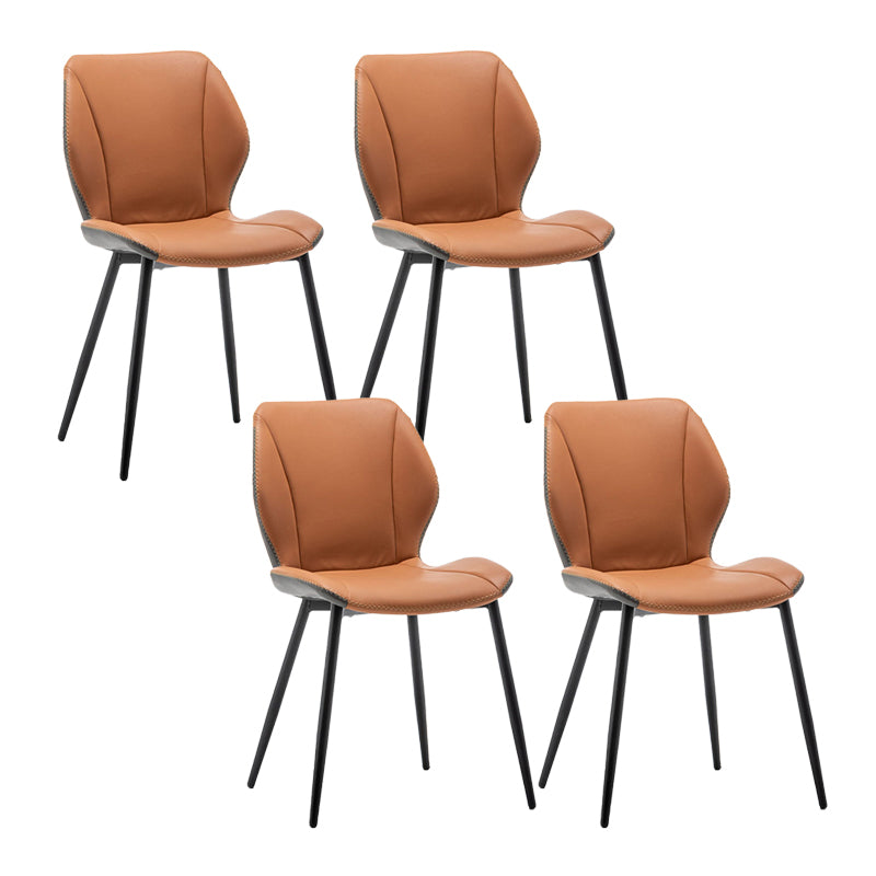 Contemporary Upholstered Dining Chairs Wingback Side Chair with Metal Legs