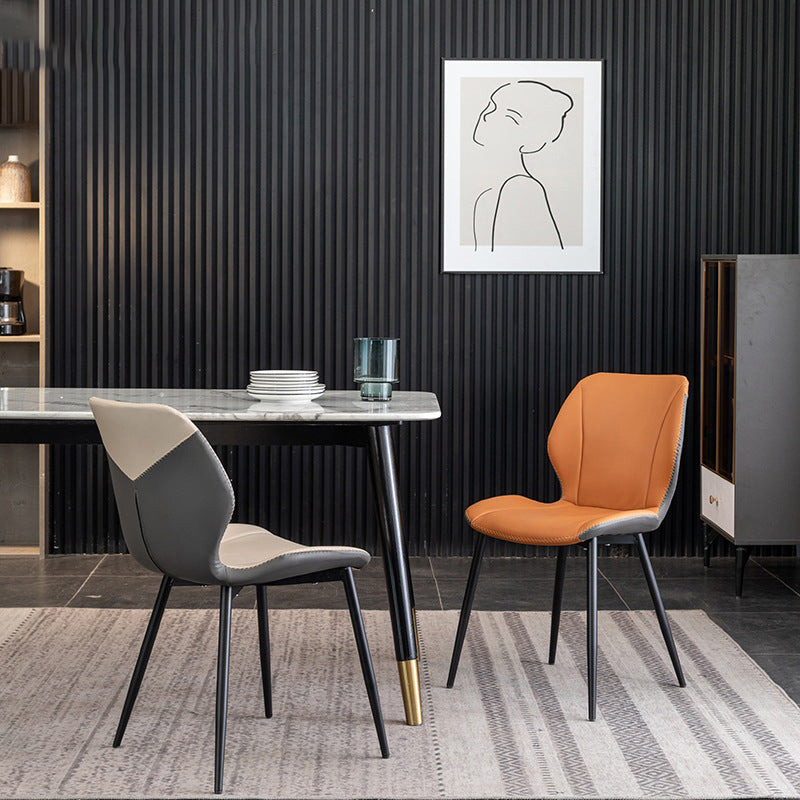 Contemporary Upholstered Dining Chairs Wingback Side Chair with Metal Legs