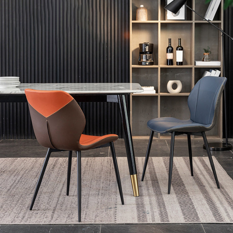 Contemporary Upholstered Dining Chairs Wingback Side Chair with Metal Legs