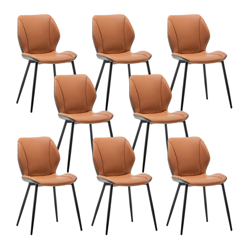 Contemporary Upholstered Dining Chairs Wingback Side Chair with Metal Legs