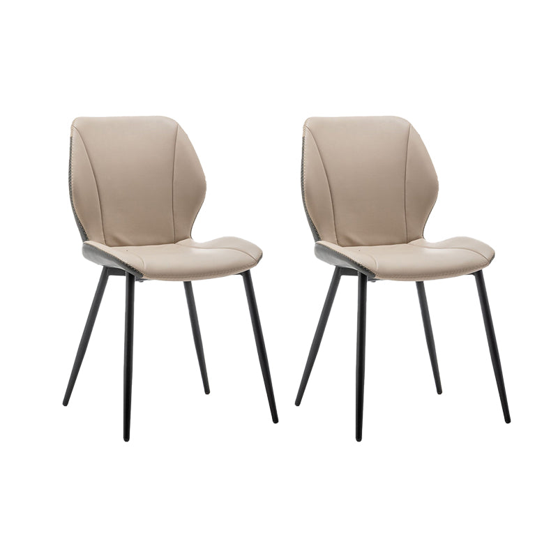 Contemporary Upholstered Dining Chairs Wingback Side Chair with Metal Legs