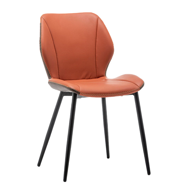 Contemporary Upholstered Dining Chairs Wingback Side Chair with Metal Legs