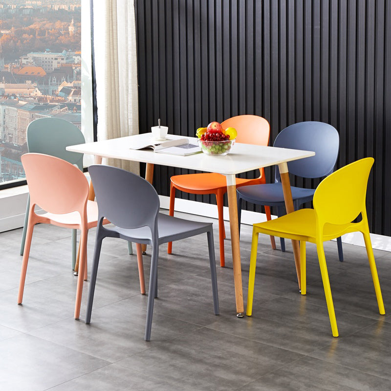Plastic Open Back Dining Chair Indoor-Outdoor Stackable Side Chair