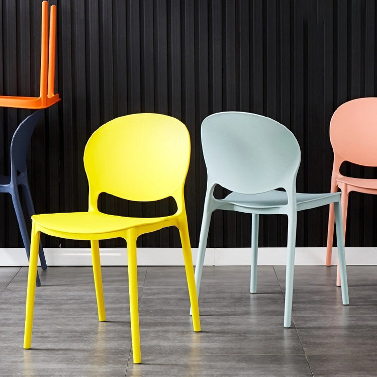 Plastic Open Back Dining Chair Indoor-Outdoor Stackable Side Chair