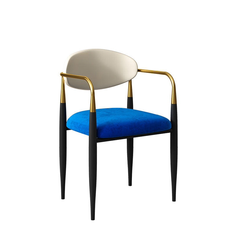 Contemporary Open Back Dining Armchair Metal Frame Upholstered Chair