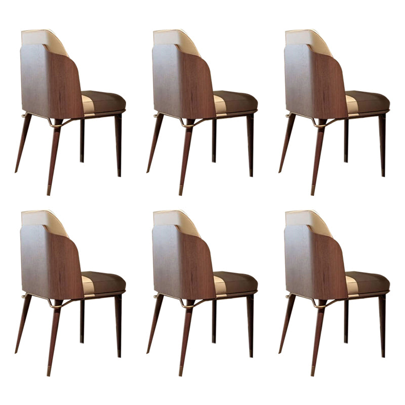 Glam Style Kitchen Dining Chairs Upholstered Side Chairs with Wood Legs