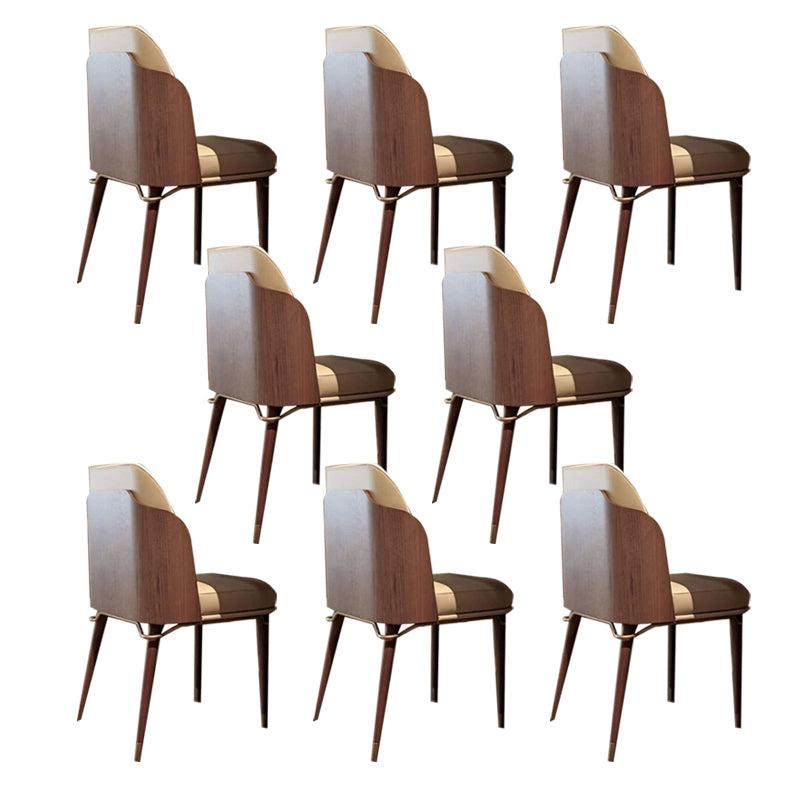 Glam Style Kitchen Dining Chairs Upholstered Side Chairs with Wood Legs