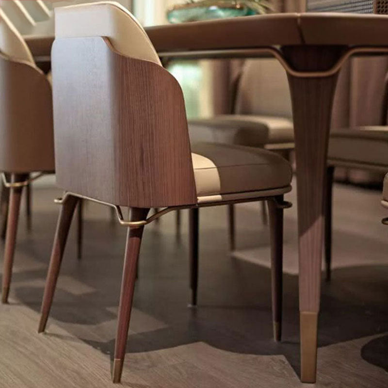 Glam Style Kitchen Dining Chairs Upholstered Side Chairs with Wood Legs