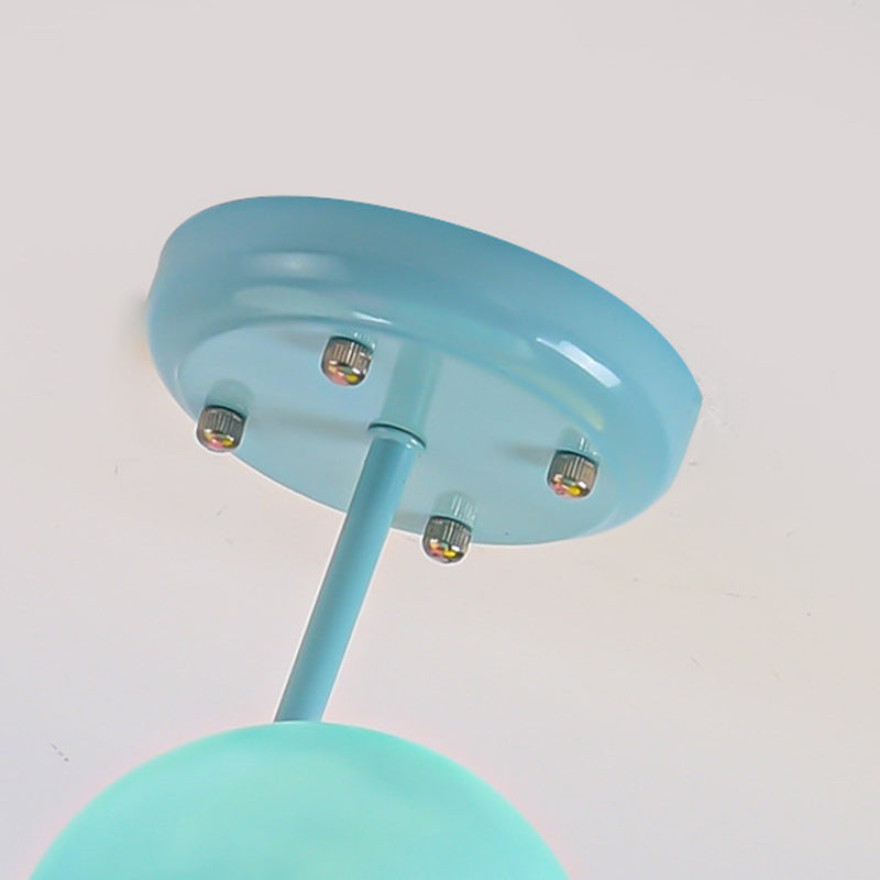 Contemporary Ceiling Lamp Colorful Glass Shade Flush Mount Light Fixture
