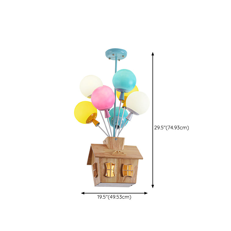 Contemporary Ceiling Lamp Colorful Glass Shade Flush Mount Light Fixture