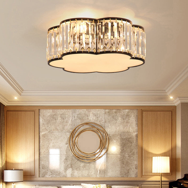 Modern Geometric Flush Ceiling Light Crystal 4 Lights Flush Mount Light