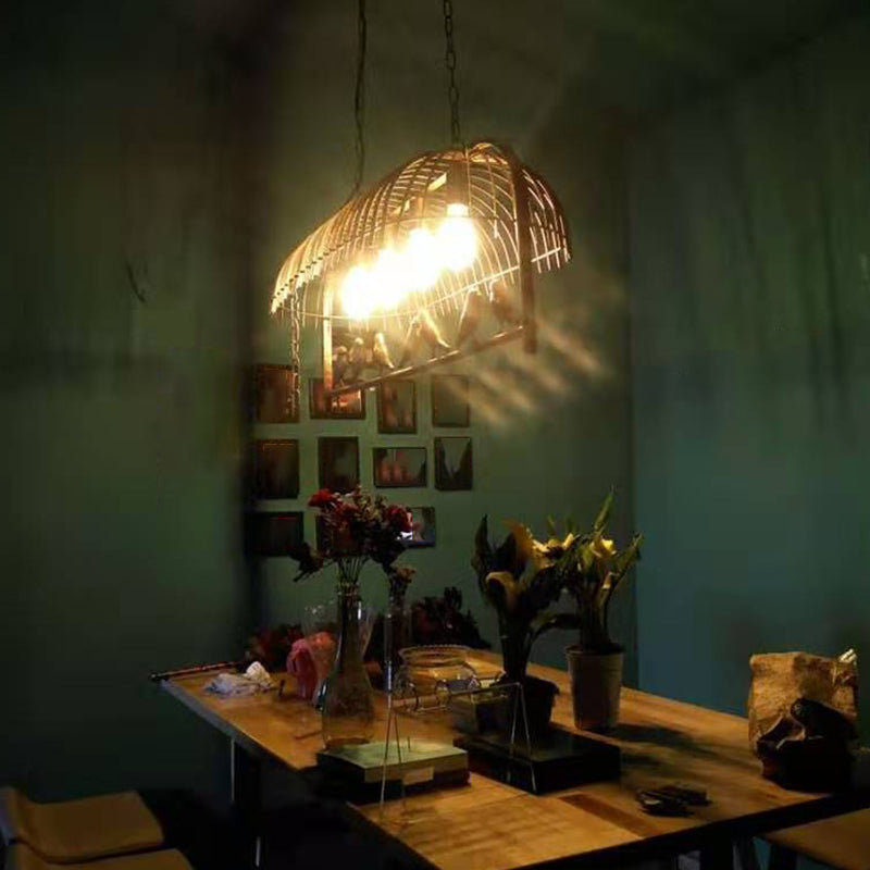 Multi - Light Iron Kitchen Island Pendant in Black / Antique Brass Ceiling Lighting