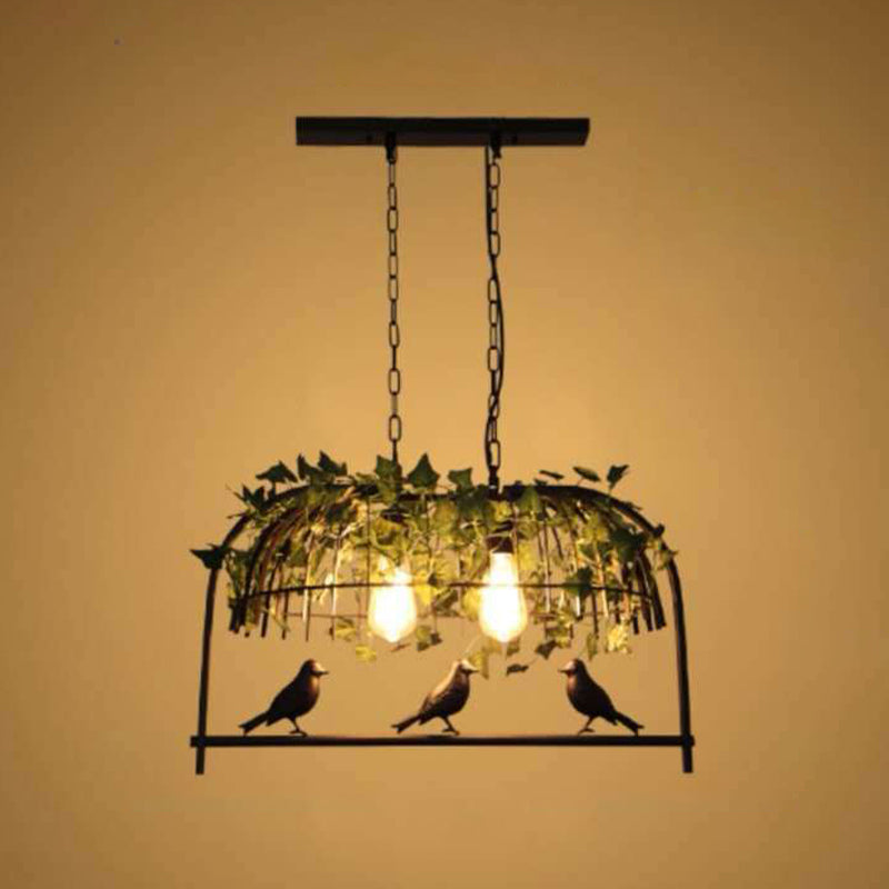 Multi - Light Iron Kitchen Island Pendant in Black / Antique Brass Ceiling Lighting