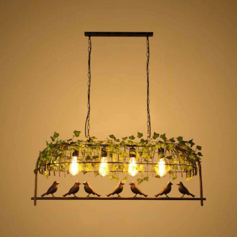 Multi - Light Iron Kitchen Island Pendant in Black / Antique Brass Ceiling Lighting