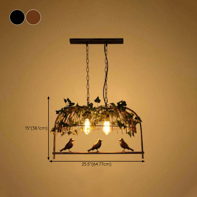 Multi - Light Iron Kitchen Island Pendant in Black / Antique Brass Ceiling Lighting